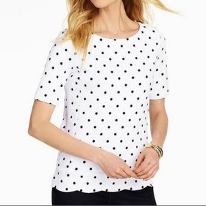 Women's Talbots - white with black polka dots - short sleeve shirt- Size LP